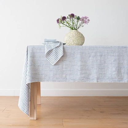 Linen Me - Napkin Graphic Check Off White Blue