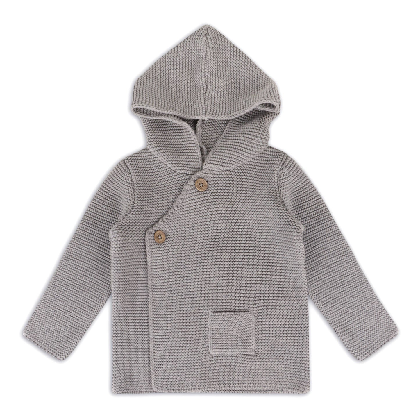 Hooded Button & Pocket Sweater Knit Baby Jacket (Organic)
