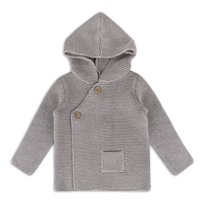 Hooded Button & Pocket Sweater Knit Baby Jacket (Organic)