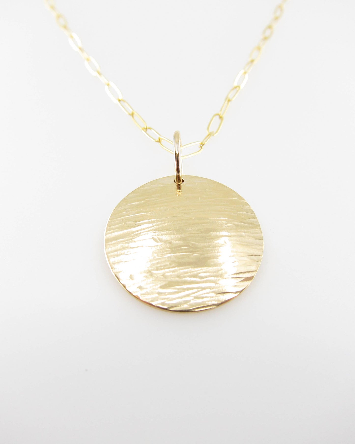 Large Hammer Textured Disc Necklace