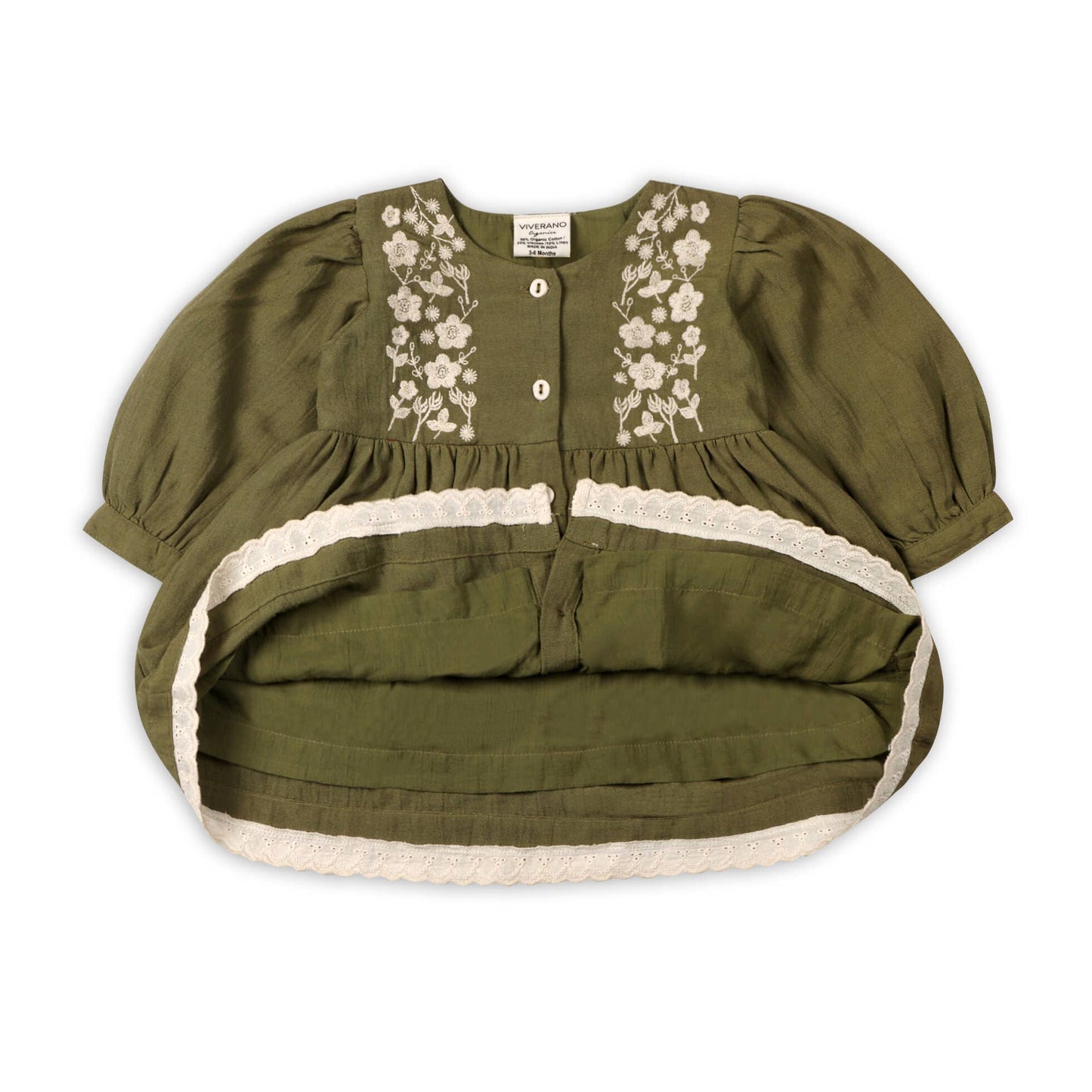 Hazel Embroidered Baby Dress & Bloomer Set (Linen Blend)