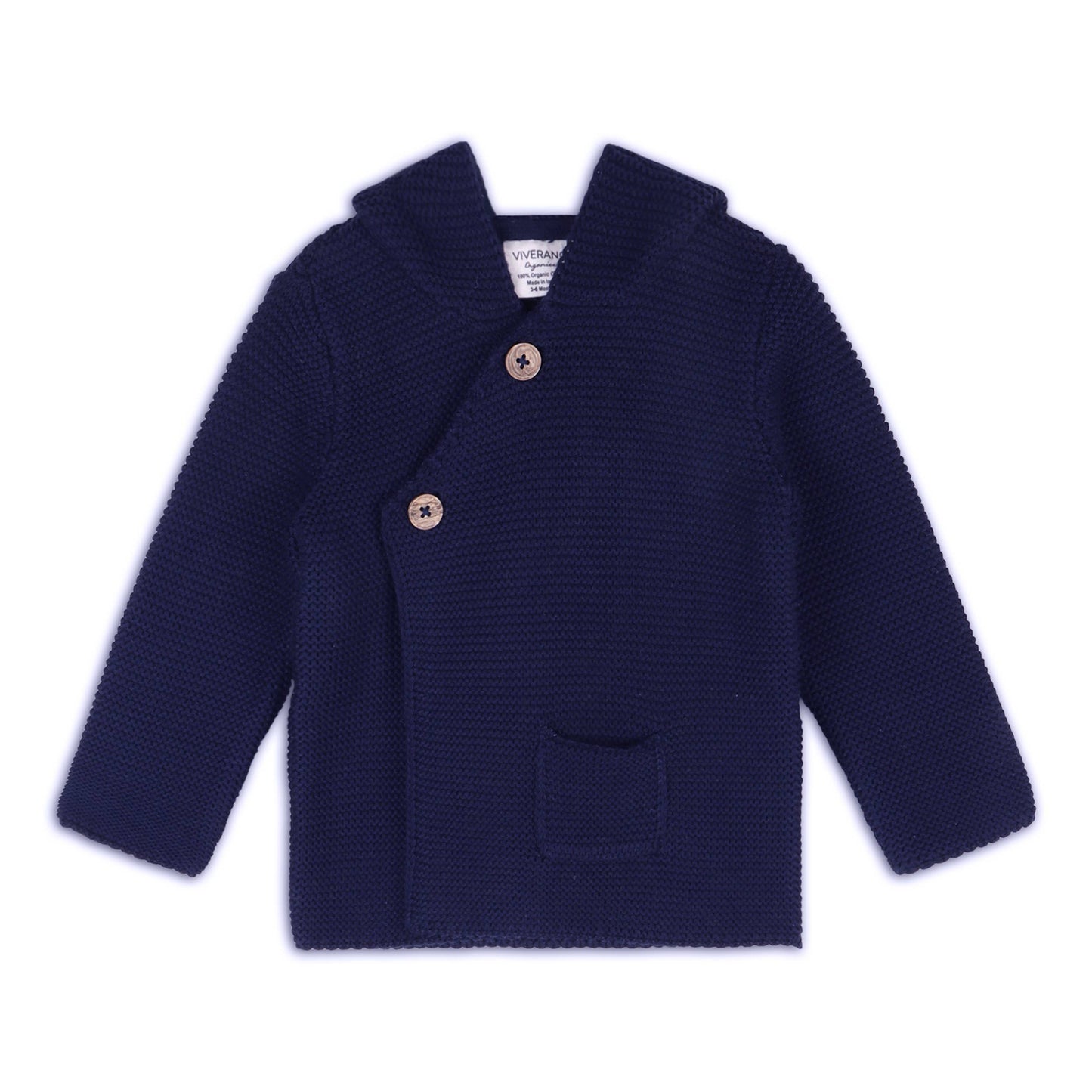 Hooded Button & Pocket Sweater Knit Baby Jacket (Organic)
