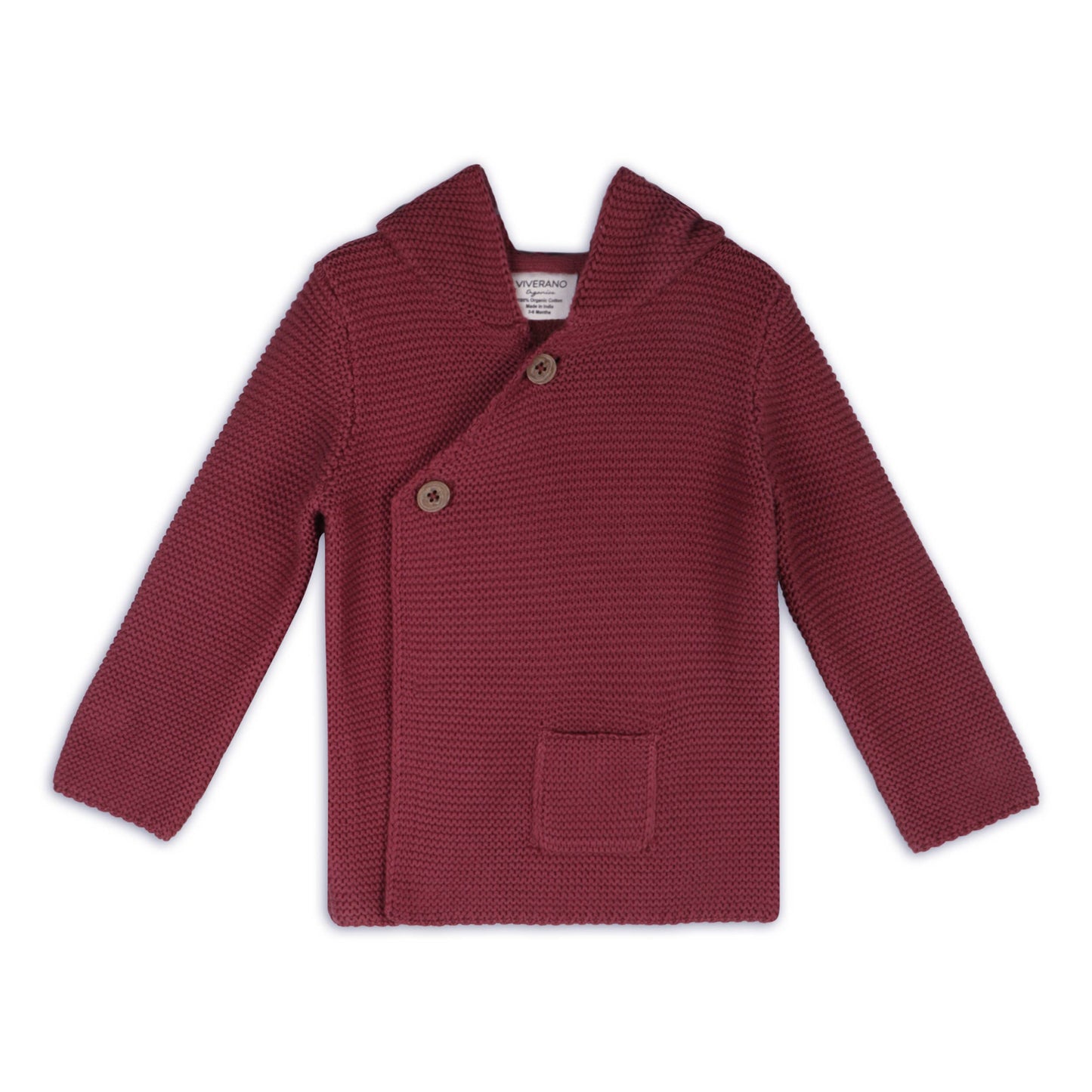 Hooded Button & Pocket Sweater Knit Baby Jacket (Organic)