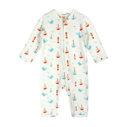 Sailboat Whales Baby Zipper Jumpsuit (Organic)
