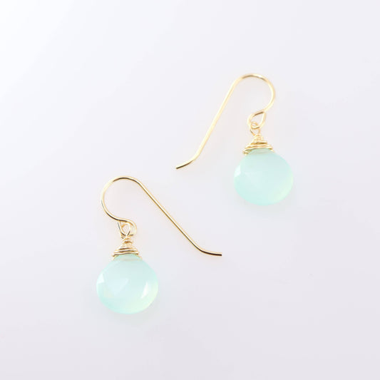Aqua Chalcedony Drop Earrings