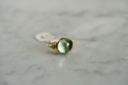 14k Green Amethyst Ring