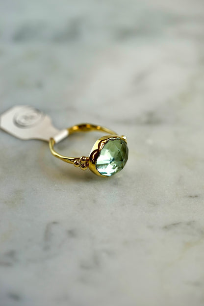 14k Green Amethyst Ring