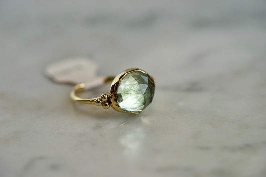 14k Green Amethyst Ring