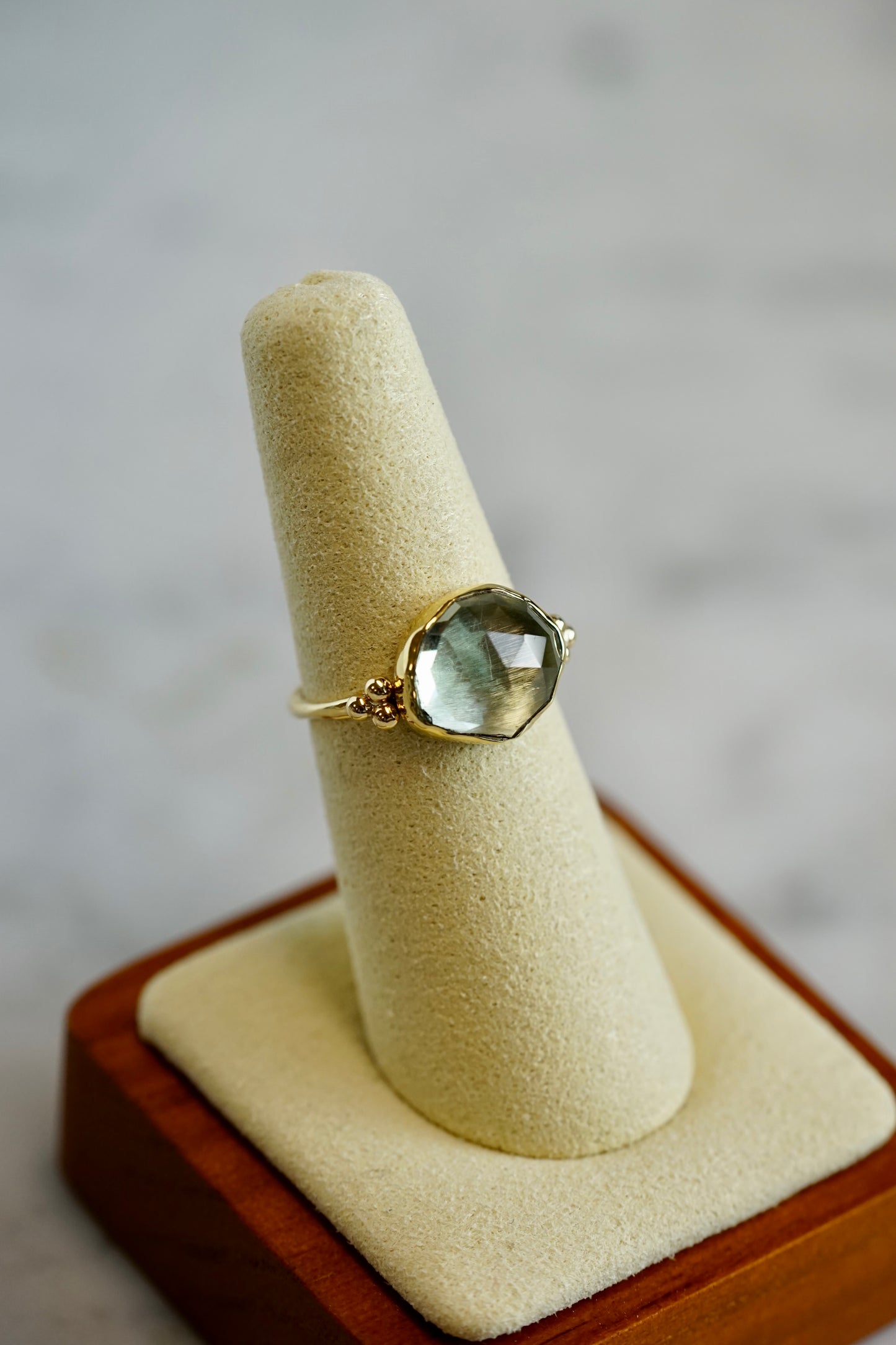 14k Green Amethyst Ring