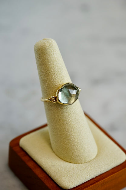 14k Green Amethyst Ring