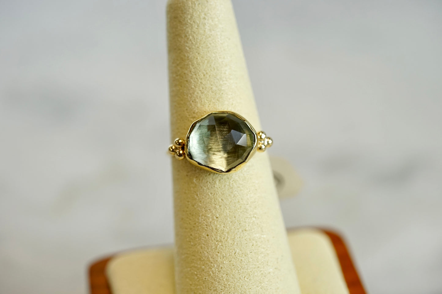 14k Green Amethyst Ring