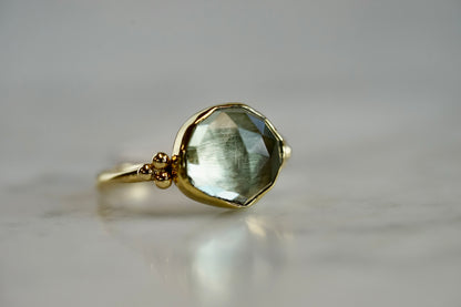 14k Green Amethyst Ring