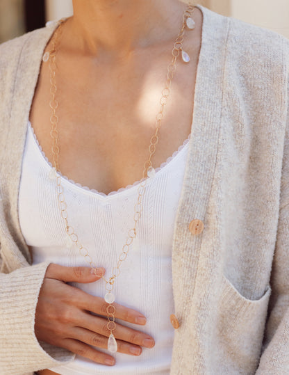 Rock Stella - Rainbow Moonstone Multistone Lariat Necklace