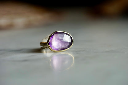 Amethyst ring - 14k bezel with sterling sea kelp band