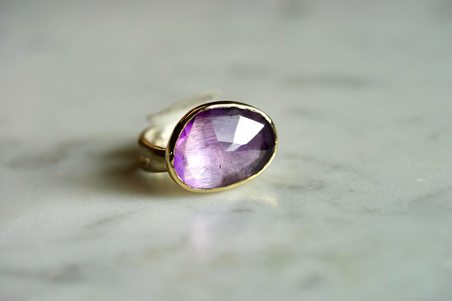 Amethyst ring - 14k bezel with sterling sea kelp band