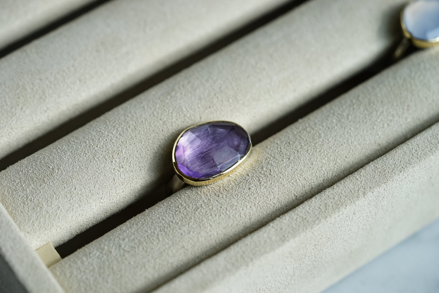 Amethyst ring - 14k bezel with sterling sea kelp band