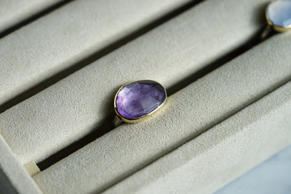 Amethyst ring - 14k bezel with sterling sea kelp band