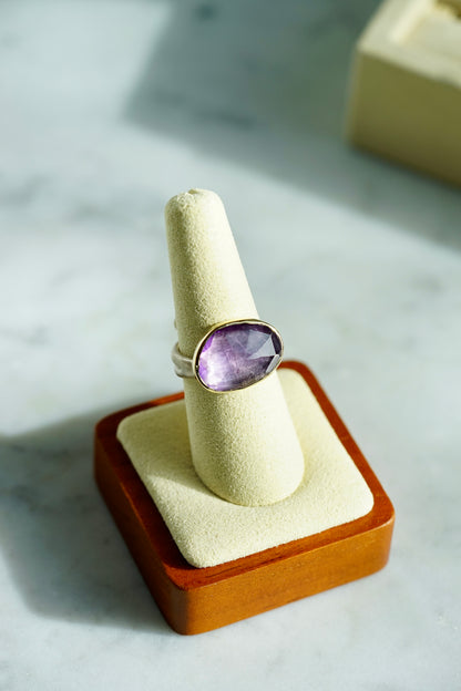 Amethyst ring - 14k bezel with sterling sea kelp band