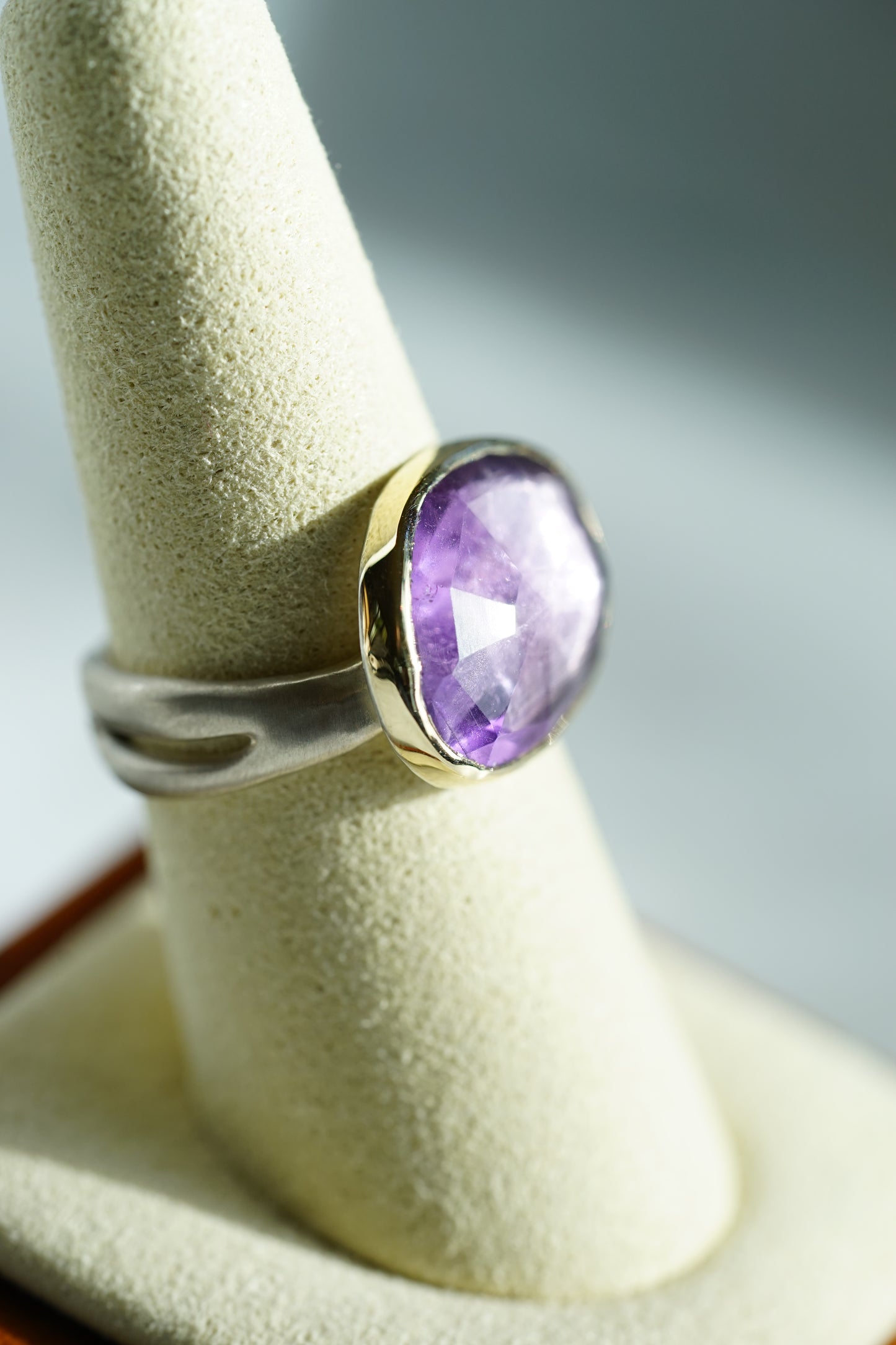 Amethyst ring - 14k bezel with sterling sea kelp band