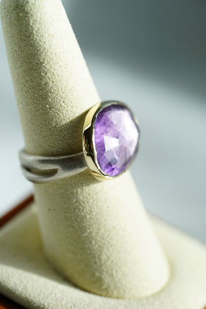 Amethyst ring - 14k bezel with sterling sea kelp band