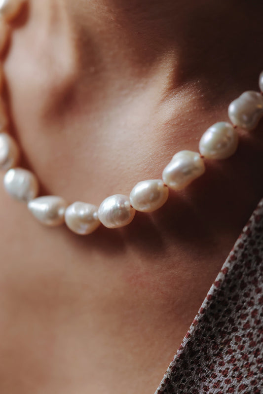 River Song - Smaller White Baroque Pearl Necklace