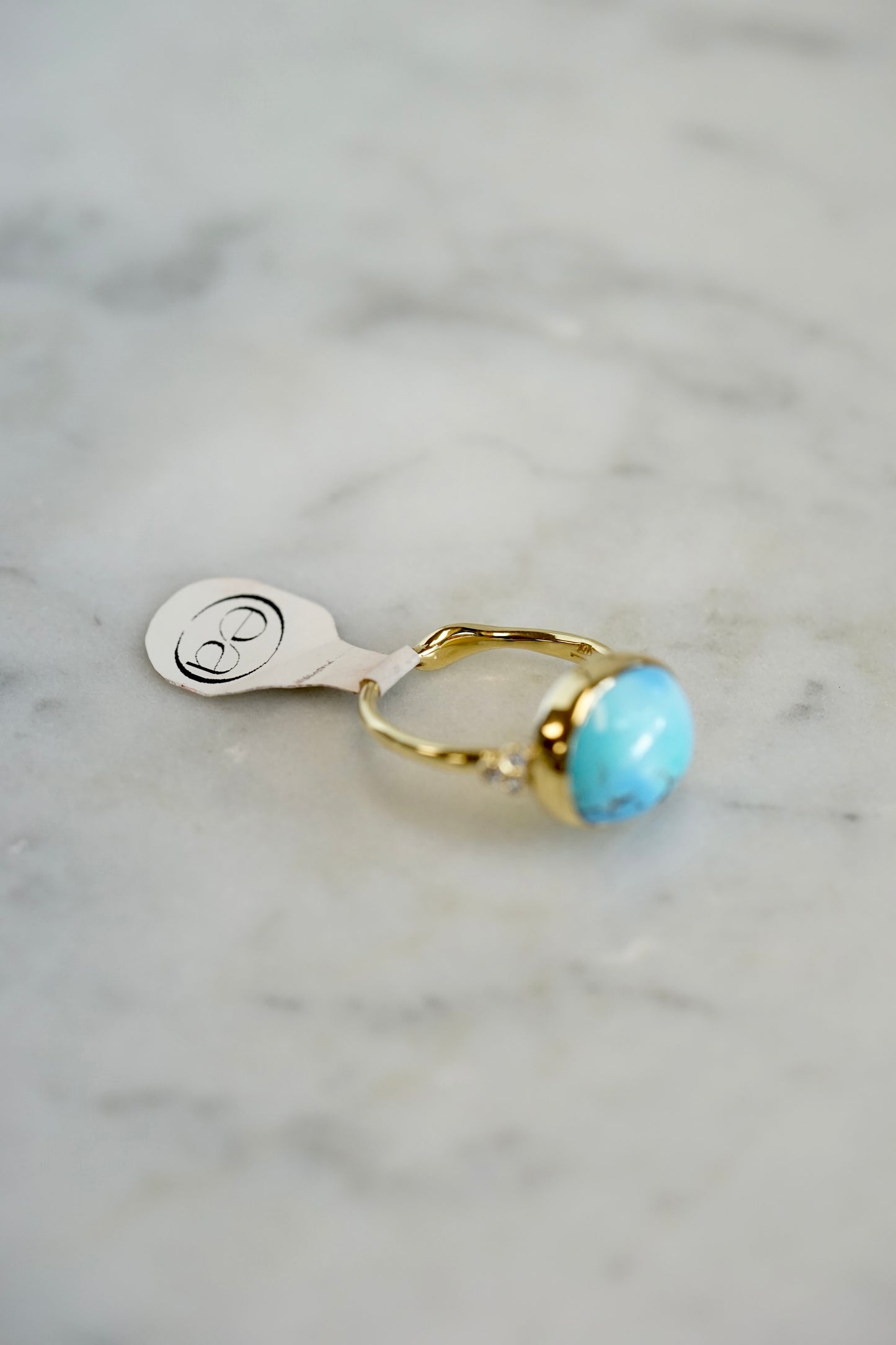 Golden Hills Oval Turquoise Ring with diamonds w/14k bezel and band
