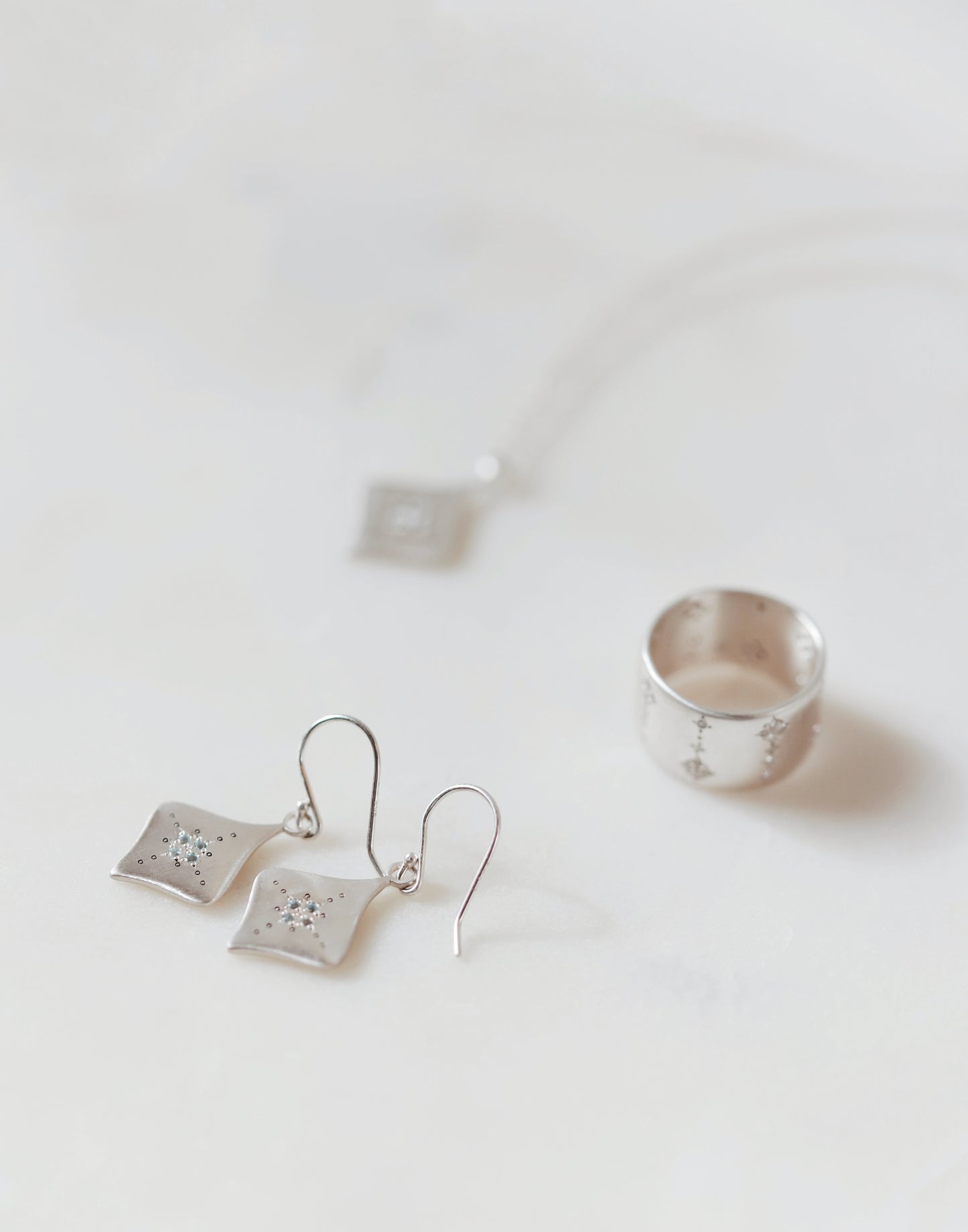 Adel Chefridi - Silver Shooting Star Band in Diamond Ring